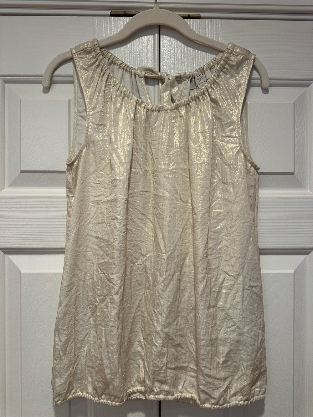 LOFT Shimmery Creamy-Gold Sleeveless Tie-Back Camisole size XS